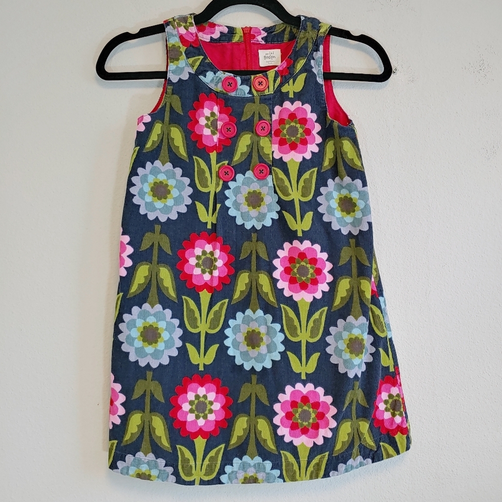 Pink & Blue Floral Sleeveless Kids Dress